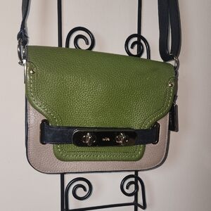 Coach Swagger Small Pebbled Leather Colorblock Shoulder Crossbody Purse 36255